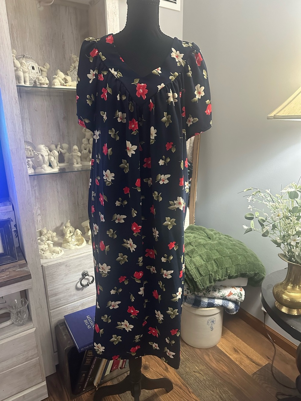 Fundamentals Black Floral Maxi Dress with Red & Cream Blooms